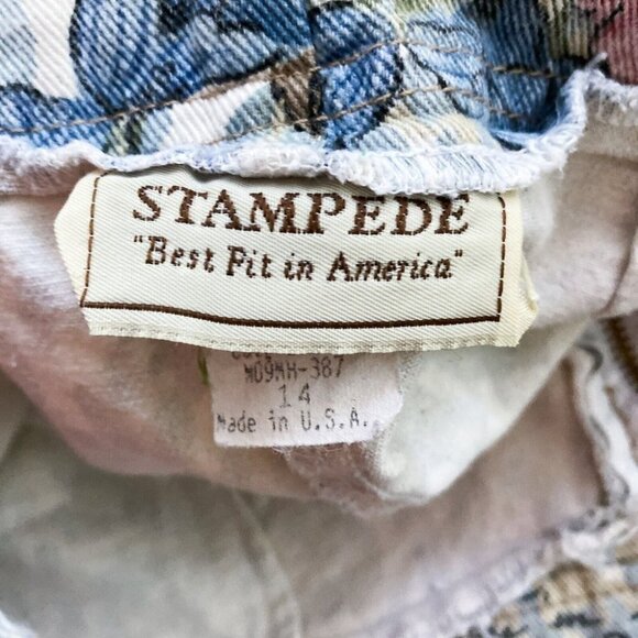 Vintage Stampede  Botanical Print Lightweight Denim Shorts Skort M - Picture 7 of 7